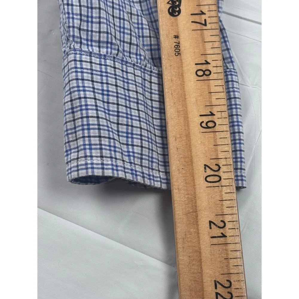 Ralph Lauren Boys Blue White Plaid Button Down Shirt Size M 10-12 Long Sleeve